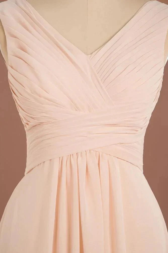 Elegant V-Neck Ruffles Simple Formal Dresses | A-Line Sleeveless Chiffon Evening Dresses - Image 3