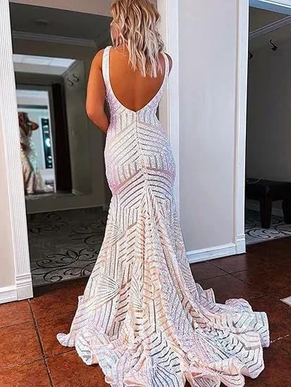 Elegant V Neck Sexy Sleeveless Mermaid Prom Dress Orange Evening Dress Y5188 - Image 10