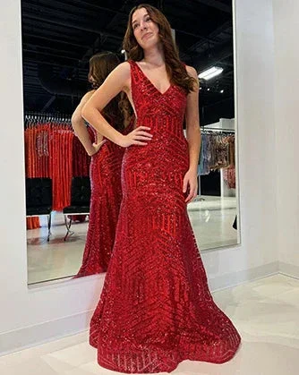 Elegant V Neck Sexy Sleeveless Mermaid Prom Dress Orange Evening Dress Y5188 - Image 7