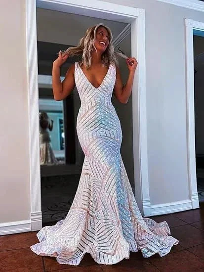 Elegant V Neck Sexy Sleeveless Mermaid Prom Dress Orange Evening Dress Y5188 - Image 9