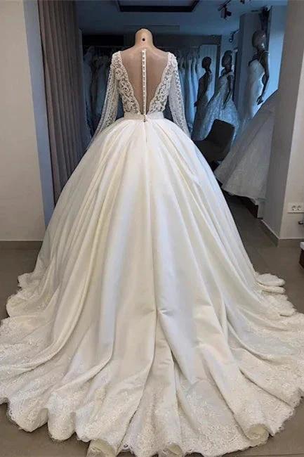 Elegant wedding dress with sleeves Princess wedding dress white - Image 2