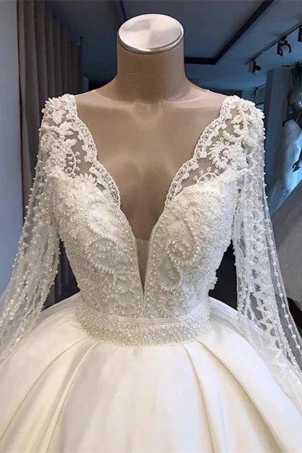 Elegant wedding dress with sleeves Princess wedding dress white - Image 3