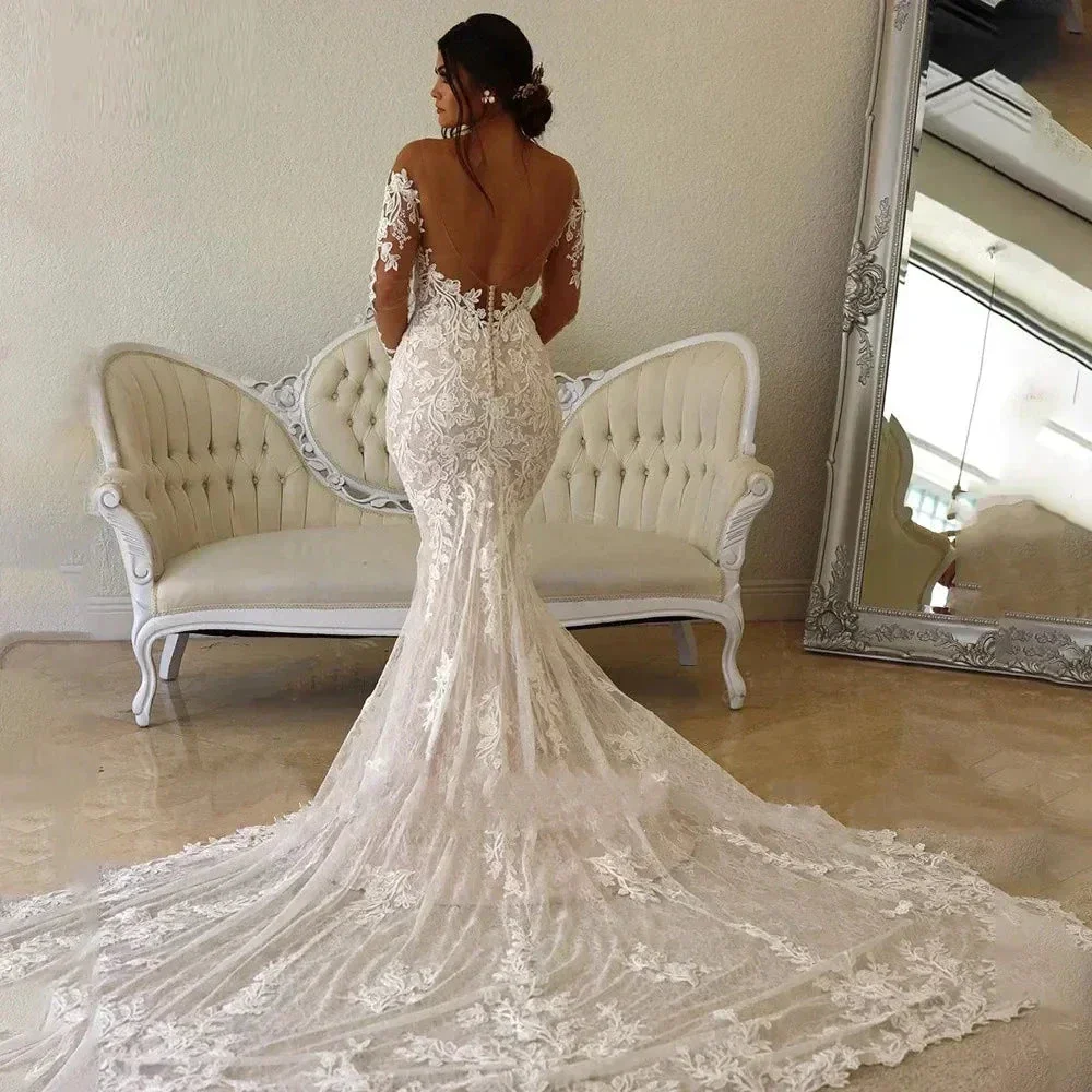 Elegant Wedding Dresses For Women Sweetheart Long Sleeves Bridal Gowns Lace Appliques Backless Robes Vestidos De Novia 2023 - Image 2