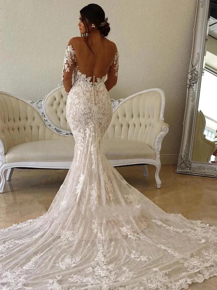 Elegant Wedding Dresses For Women Sweetheart Long Sleeves Bridal Gowns Lace Appliques Backless Robes Vestidos De Novia 2023 - Image 4