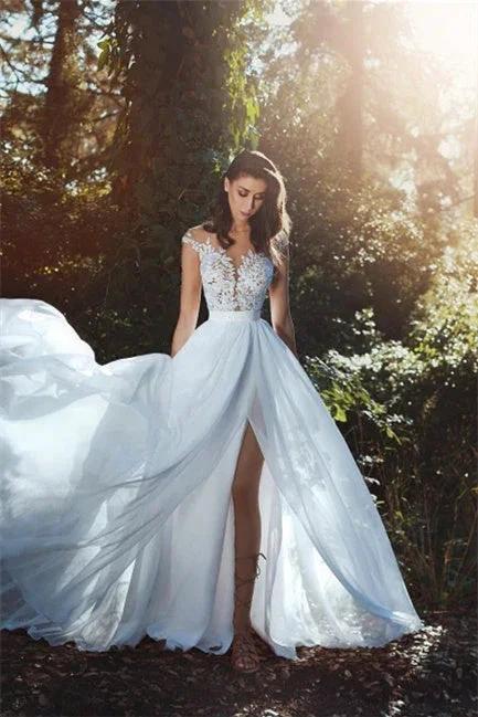 Elegant wedding dresses with lace chiffon floor-length - Image 3