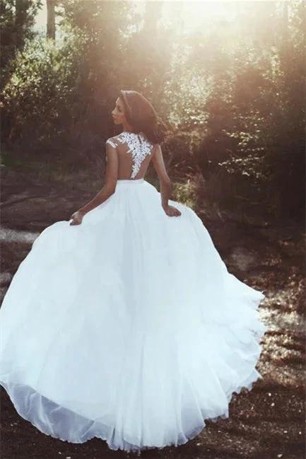 Elegant wedding dresses with lace chiffon floor-length - Image 5