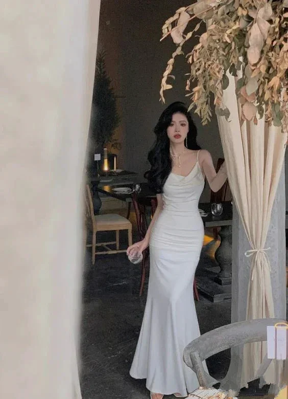 Elegant White Mermaid Prom Dress White Evening Dress Y6871 - Image 2