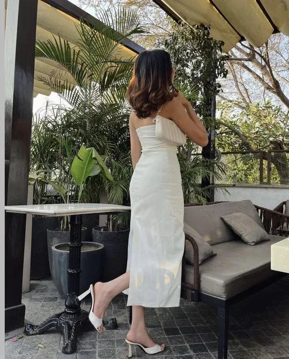 Elegant White Strapless Prom Dress Simple Evening Dress Y7266 - Image 3