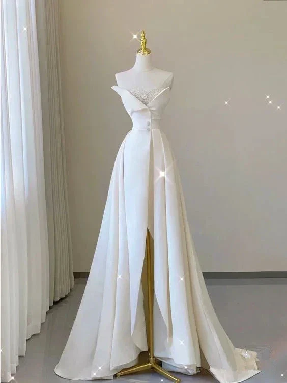 Elegant White Wedding Dress,White Bridal Dress Y7335 - Image 2