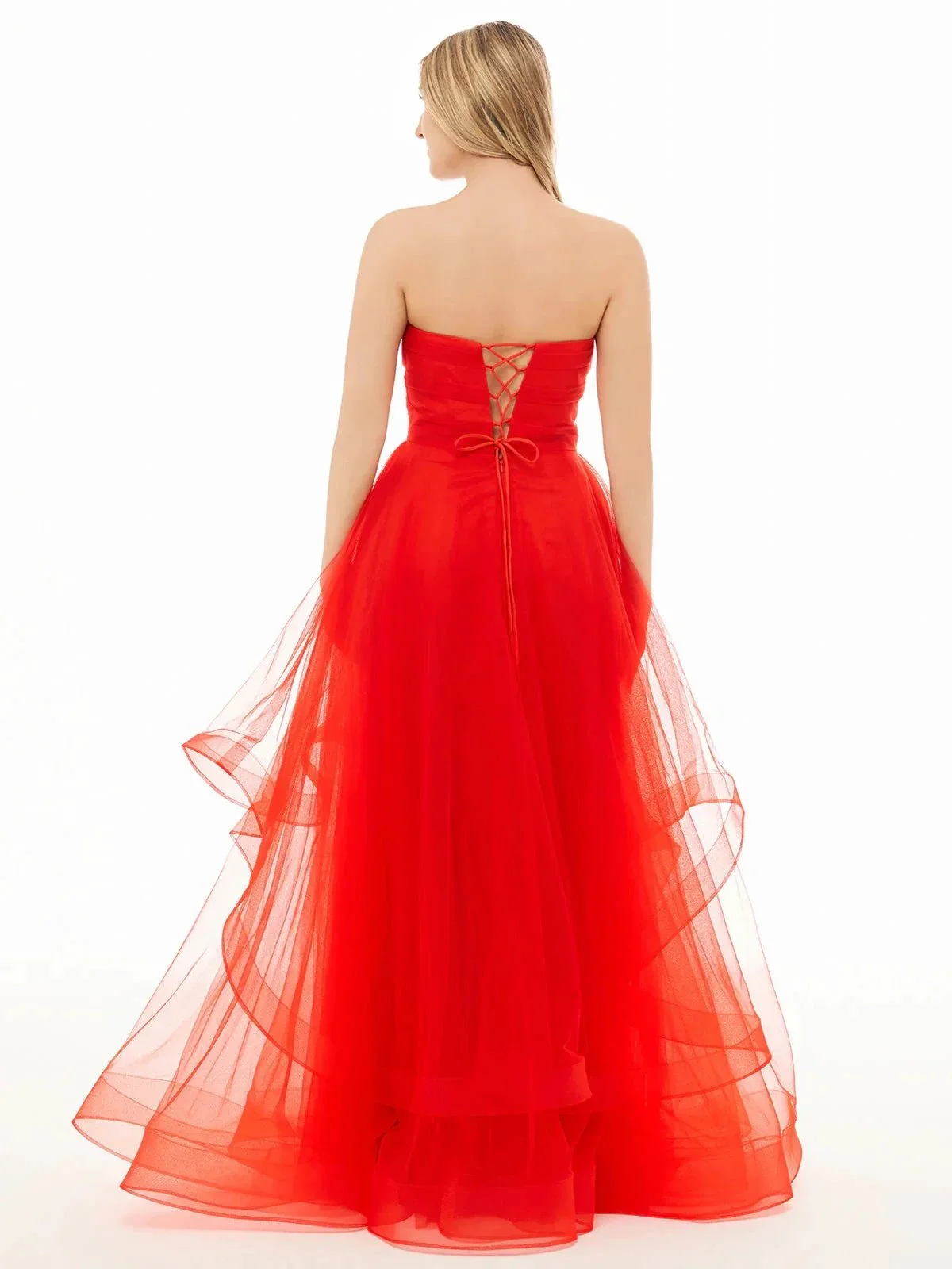 Elisa |Light Pink A Line Strapless Organza Prom Dress - Image 2
