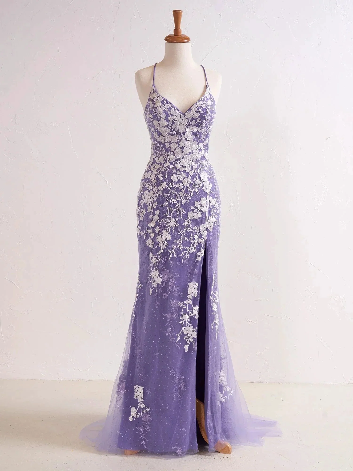 Elizabell | Mermaid V Neck Long Prom Dress with Appliques Beading - Image 5
