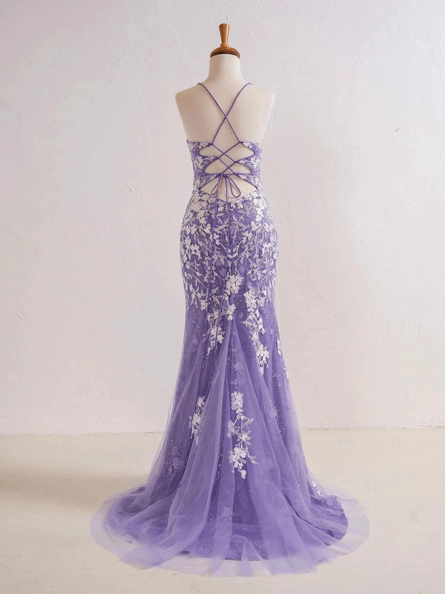 Elizabell | Mermaid V Neck Long Prom Dress with Appliques Beading - Image 6