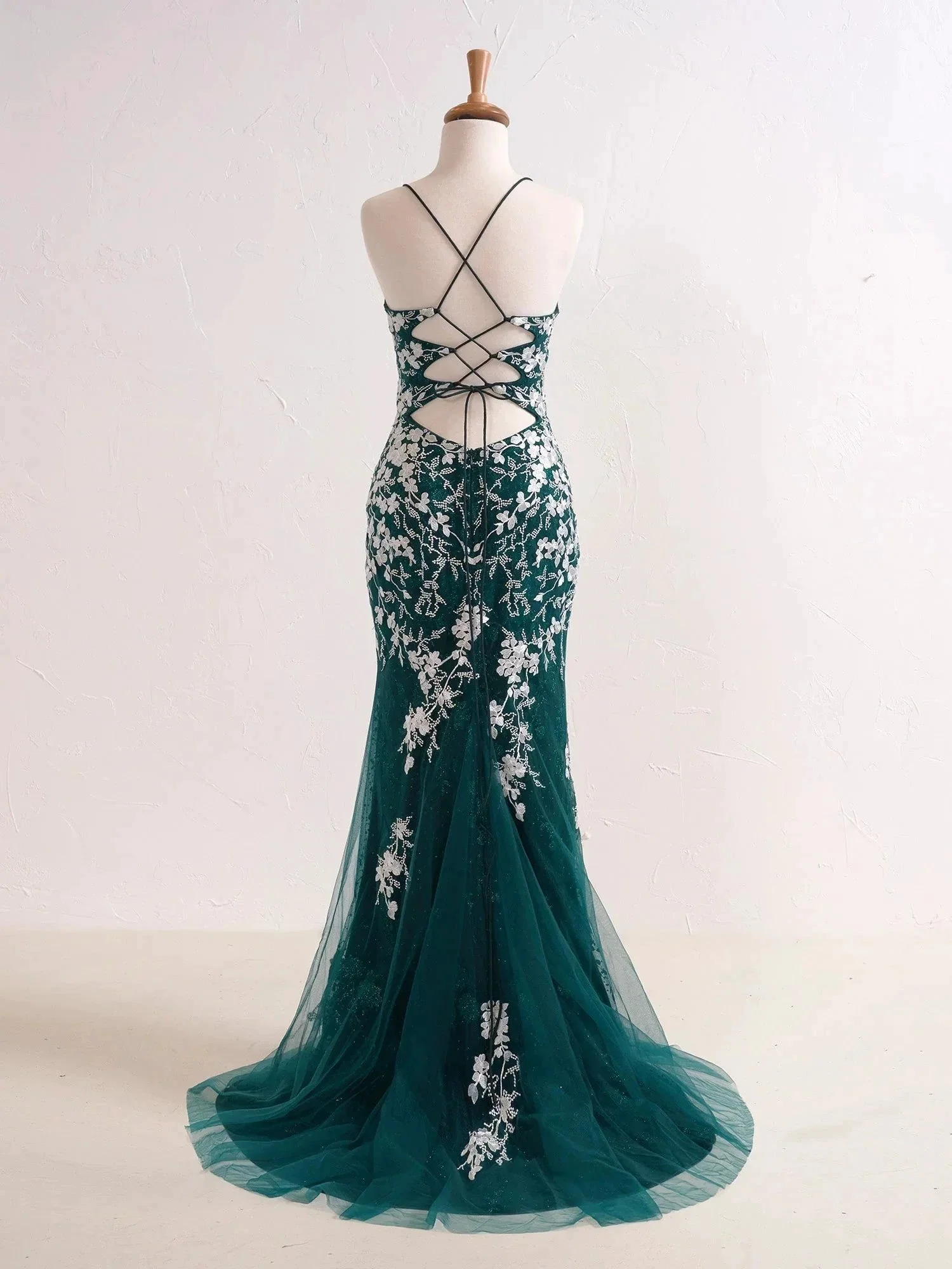 Elizabell | Mermaid V Neck Long Prom Dress with Appliques Beading - Image 8