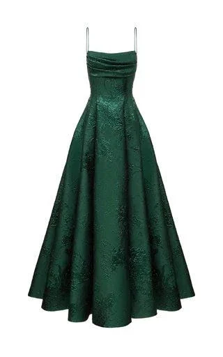 Emerald Green A-line Spaghetti Straps Prom Dress,Chic Evening Dress Y1799 - Image 2