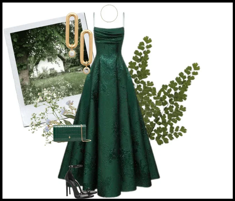 Emerald Green A-line Spaghetti Straps Prom Dress,Chic Evening Dress Y1799 - Image 3