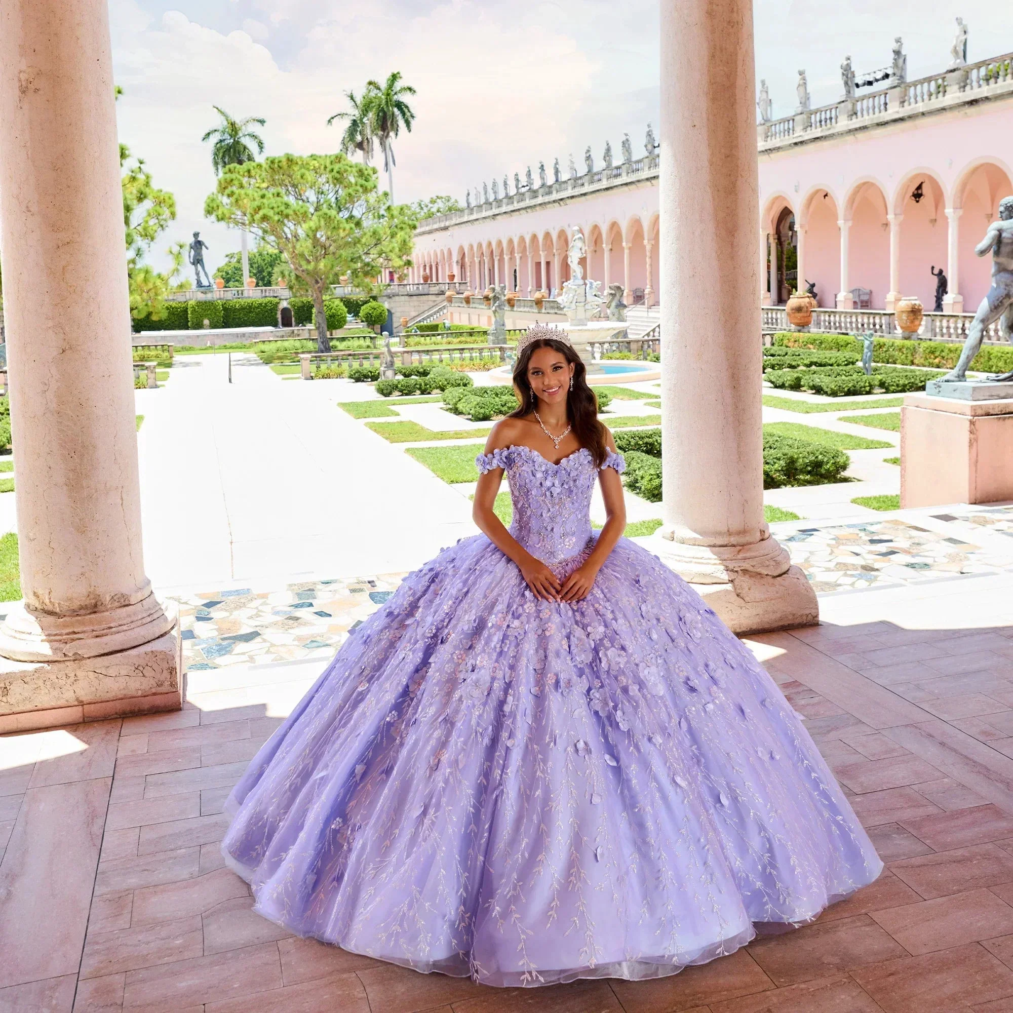 Emerald Green Hand Beaded Flower Ball Gown Quinceanera Dress Off Shoulder Sweetheart Gown Y293 - Image 3