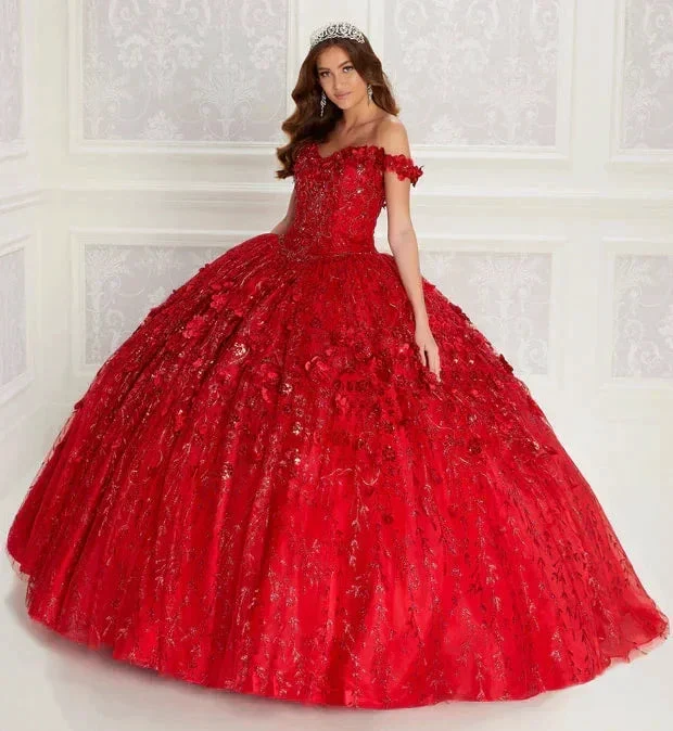 Emerald Green Hand Beaded Flower Ball Gown Quinceanera Dress Off Shoulder Sweetheart Gown Y293 - Image 4
