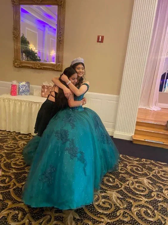 Emerald Green Off The Shoulder Ball Gown,Sweet 16 Dress,18th Birthday Party Gown Y6499 - Image 4