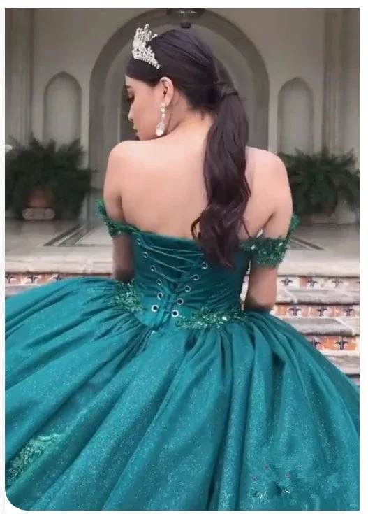 Off The Shoulder Glitter Quinceanera Dress Ball Gown Y608 - Image 2