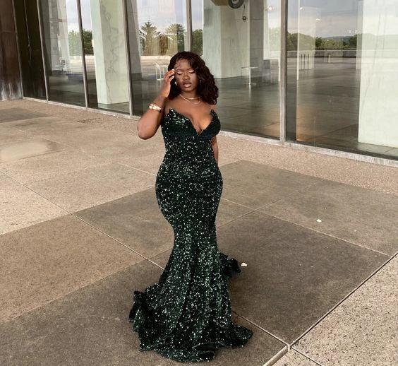 Emerald Green Prom Dresses Long,Sparkly Sequins Evening Dresses Y1821 - Image 3