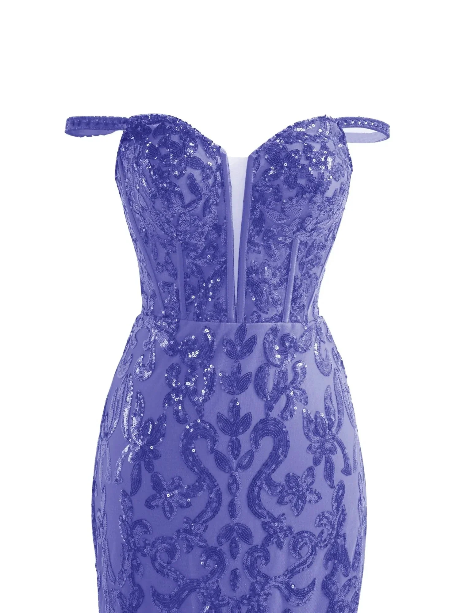 Purple Sheath Sequins Long Prom Dress with Slit - Image 9