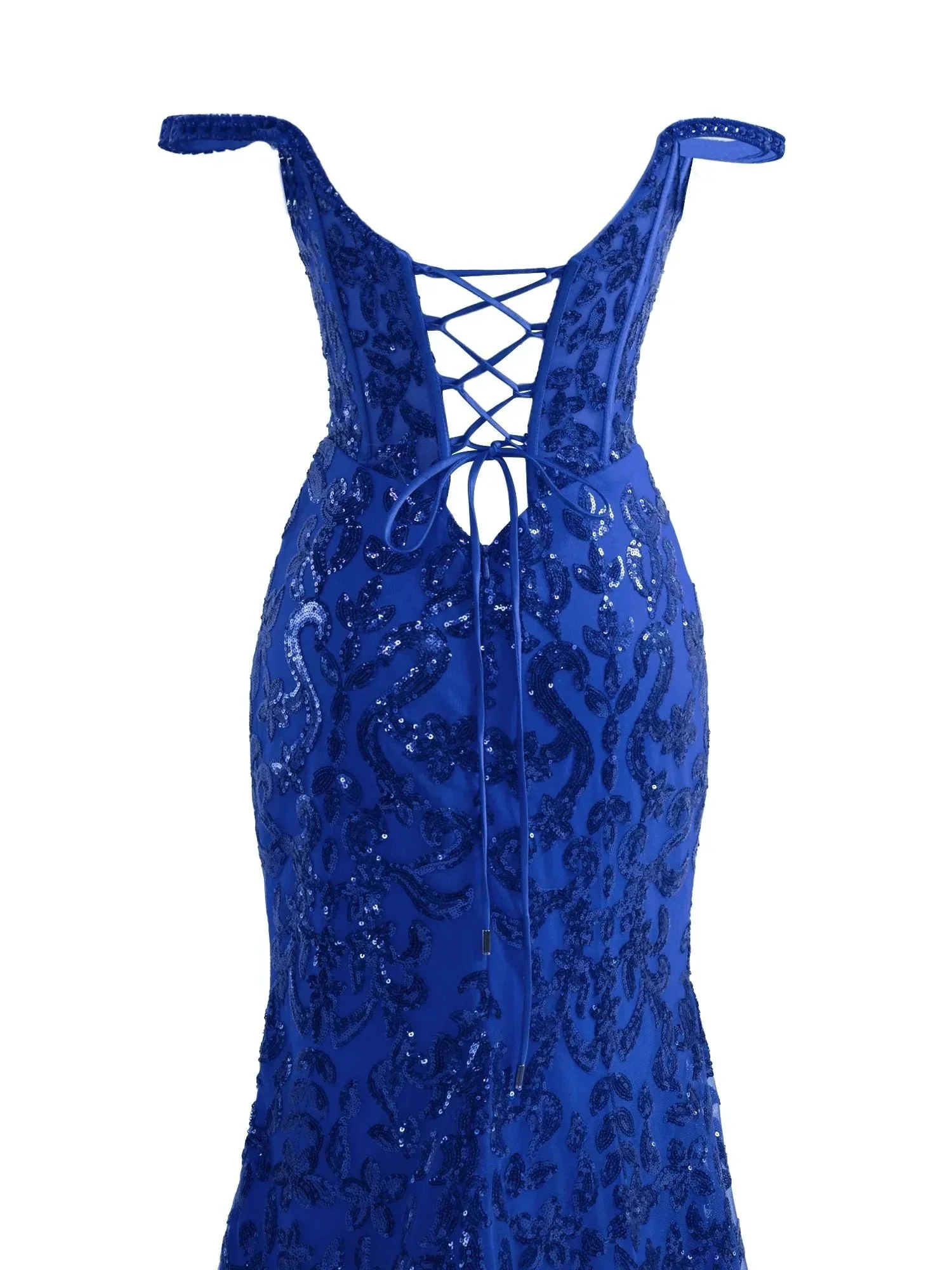 Sparkly Blue Sheath Sequins Long Prom Dress with Slit - Image 10
