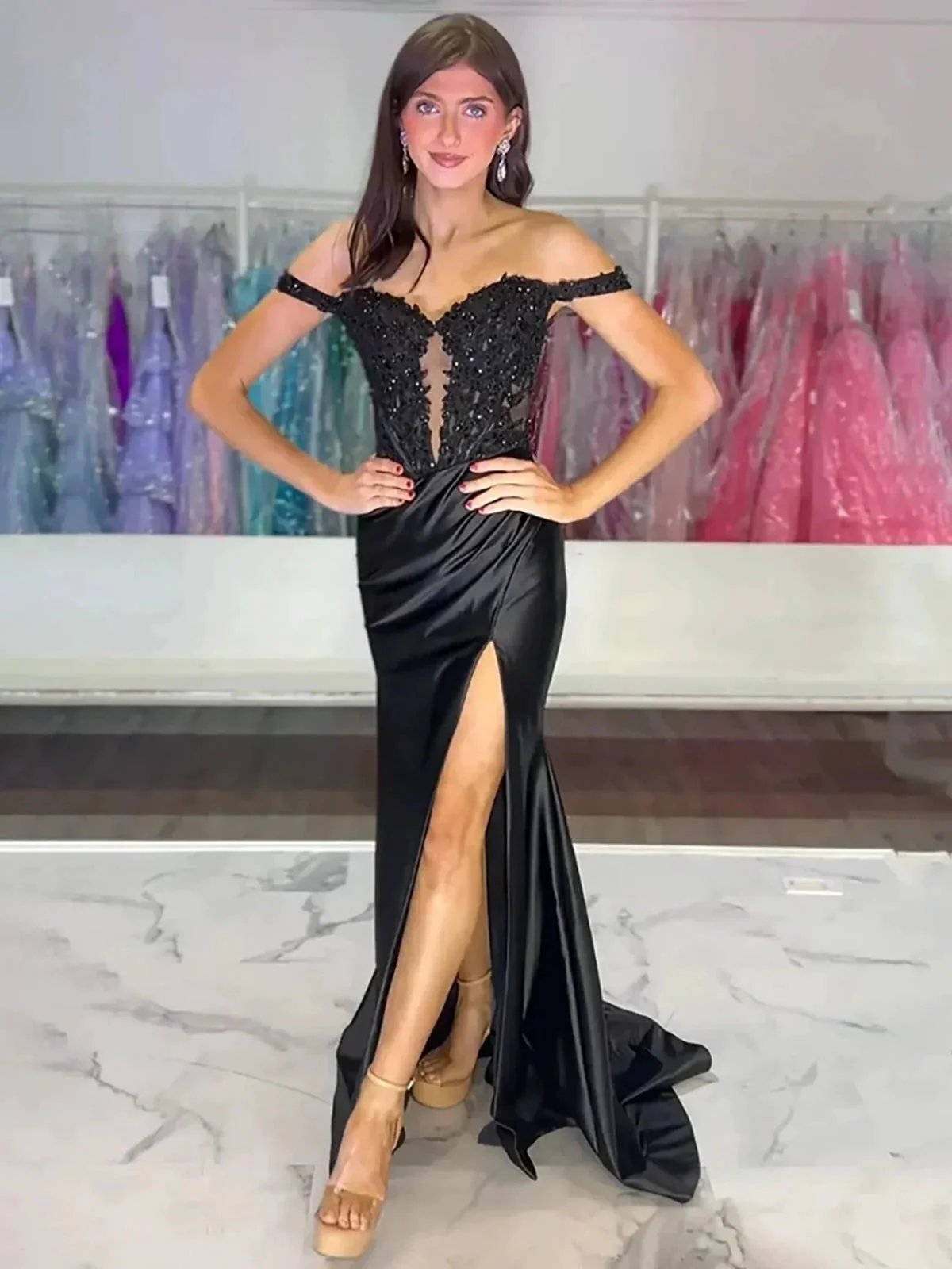 Eseld | Mermaid Sweetheart Pink Satin Long Prom Dresses With Split - Image 9