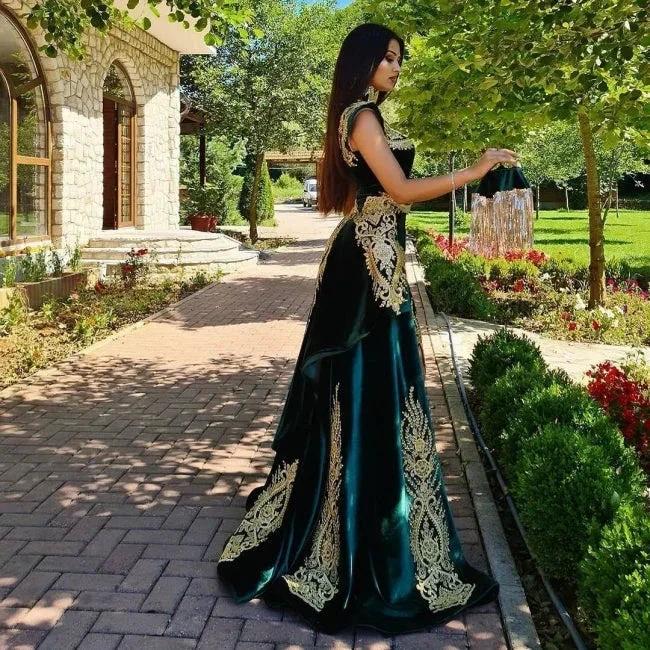 Evening dresses long green | Evening wear prom dress with lace - Image 2