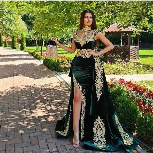 Evening dresses long green | Evening wear prom dress with lace - Image 4