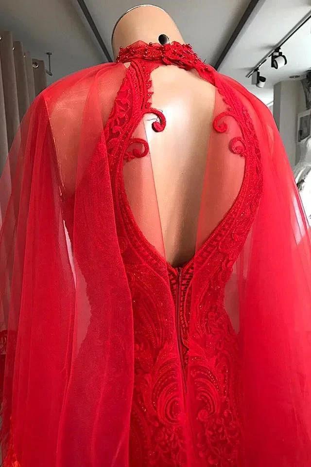 Evening Dresses Long Red Lace Cocktail Dress - Image 2