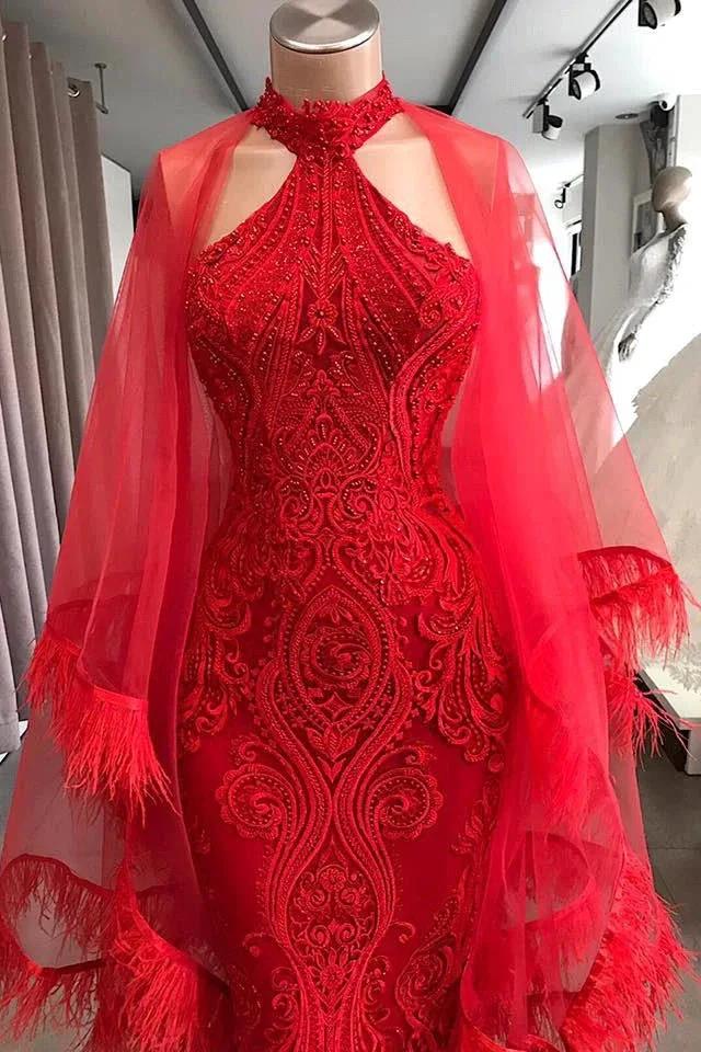 Evening Dresses Long Red Lace Cocktail Dress - Image 3