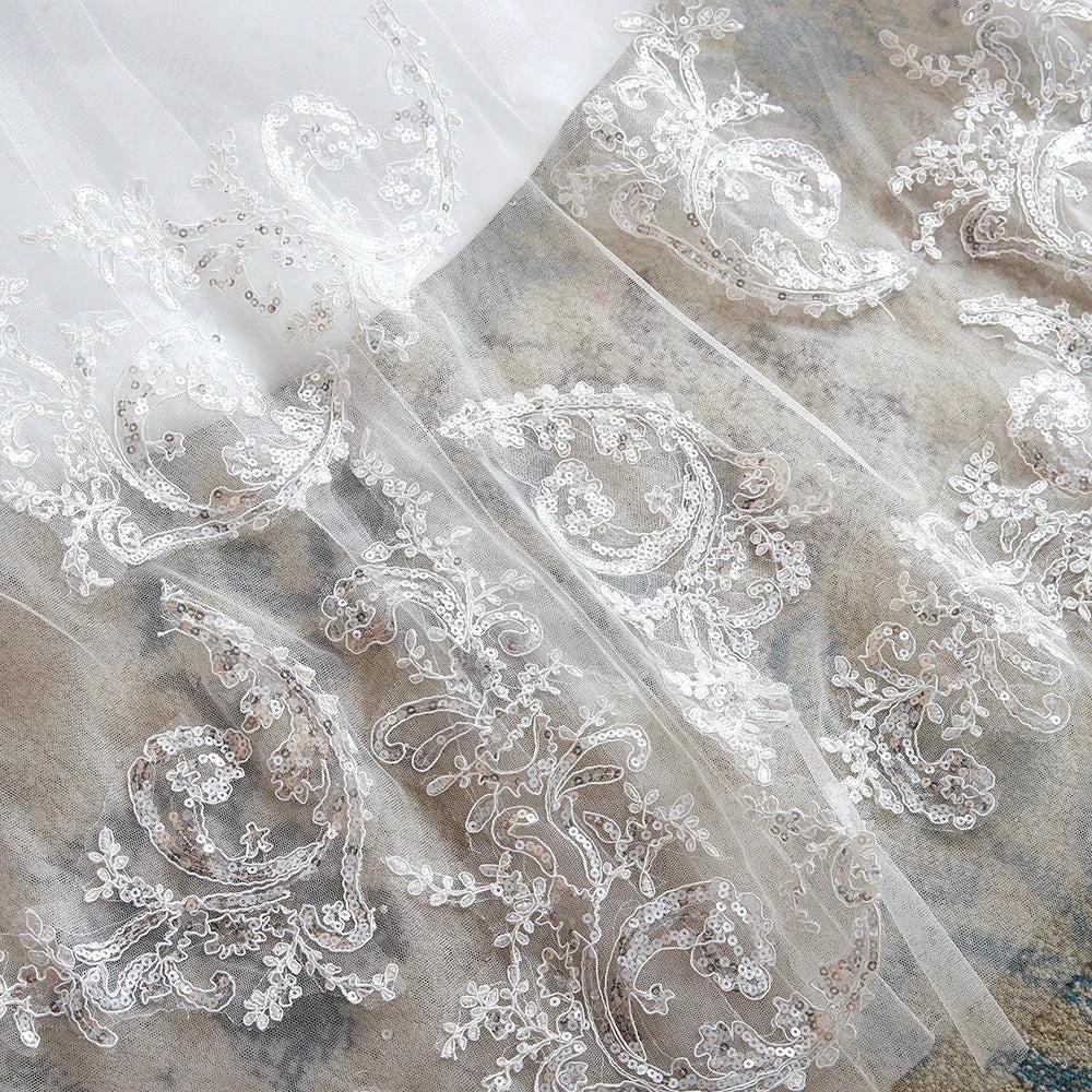 Exquisite Long A-line Appliques Lace Tulle Wedding Dress - Image 10
