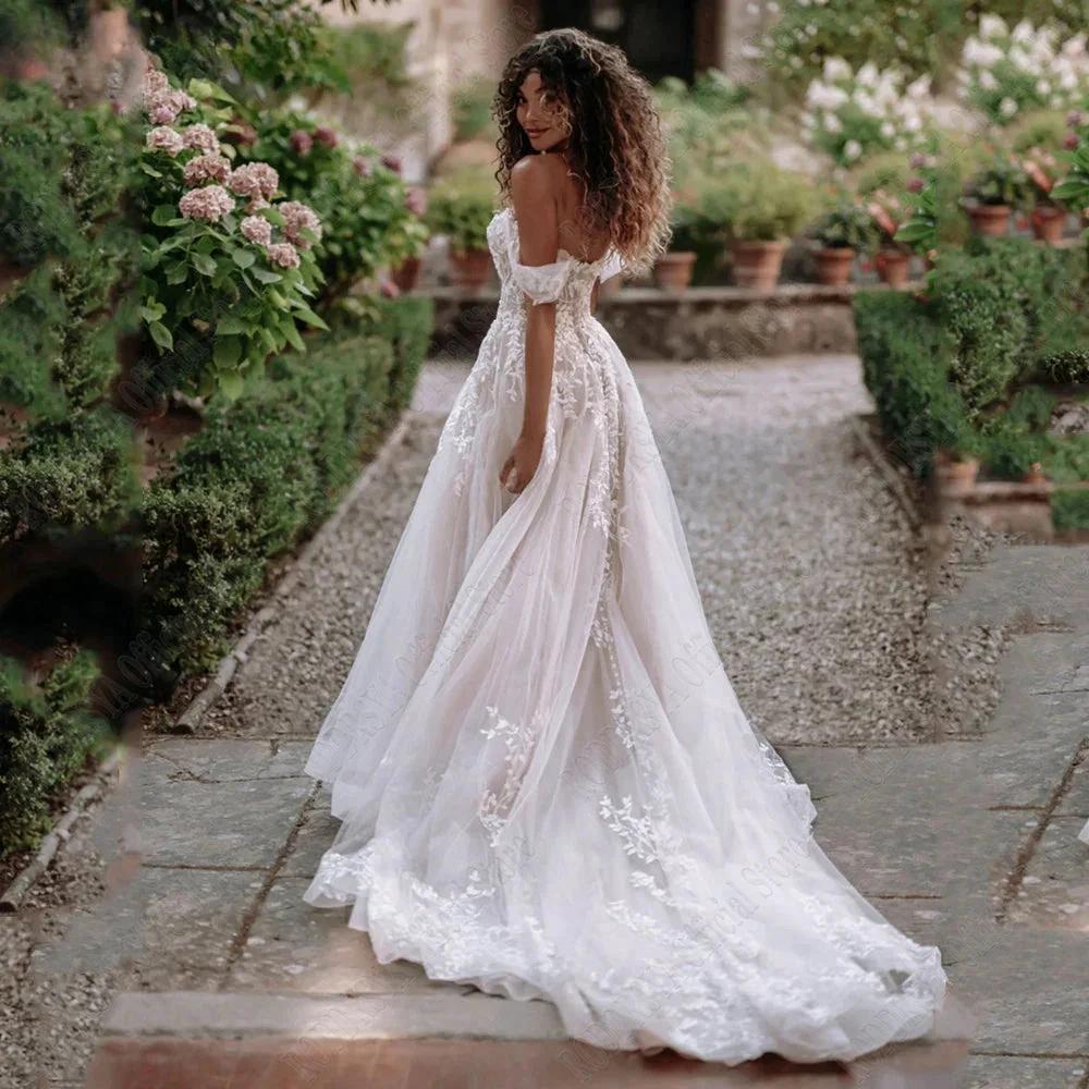 Exquisite Off Shoulder Wedding Dresses Sweetheart Applique Bride Gowns A-Line vestidos de novia playa Custom Made - Image 3