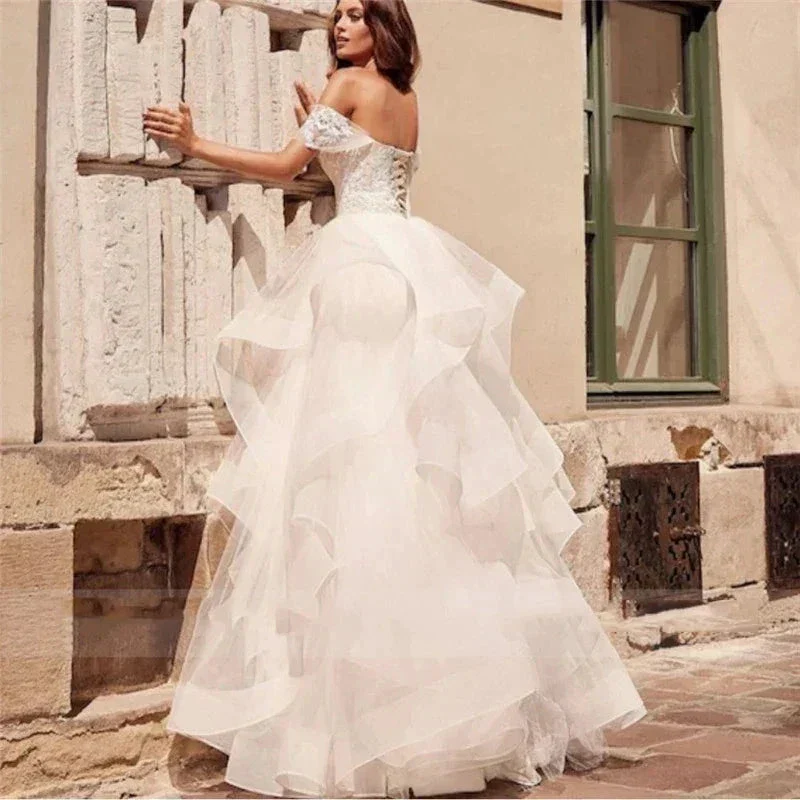 Exquisite Sparkling Off Shoulder Luxury Mermaid Fluffy Mopping Sexy Backless Wedding Dresses Exquisite Train Trumpet Bridal Gown - Image 3