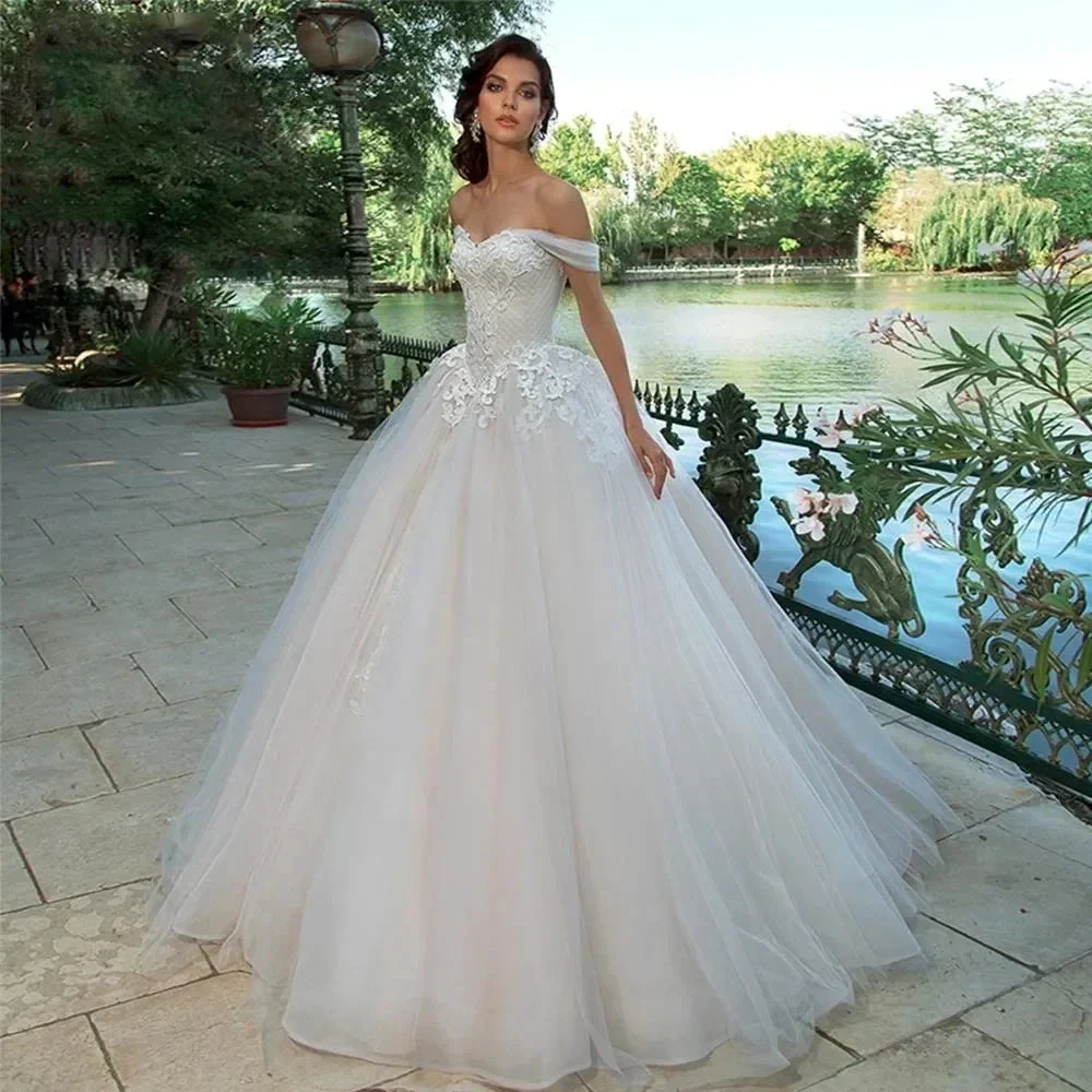 Exquisite Wedding Dress For Women Off The Shoulder A-line Vestidos De Novia Lace Up Appliques Vestido De Novia - Image 3
