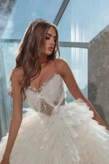 Extravagant A-line Princess Sleeveless Wedding Dresses With Crystal - Image 2