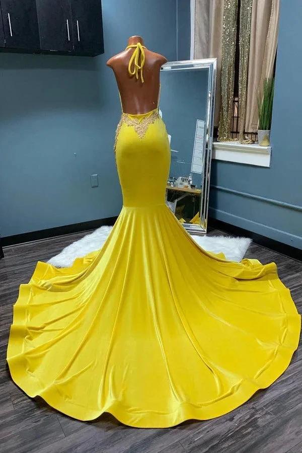 Eye-catching Sleeveless Halter Backless Mermaid Prom Dress - Image 2