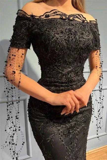 Fabulous Black Strapless Off the Shoulder Prom Dress - Image 2