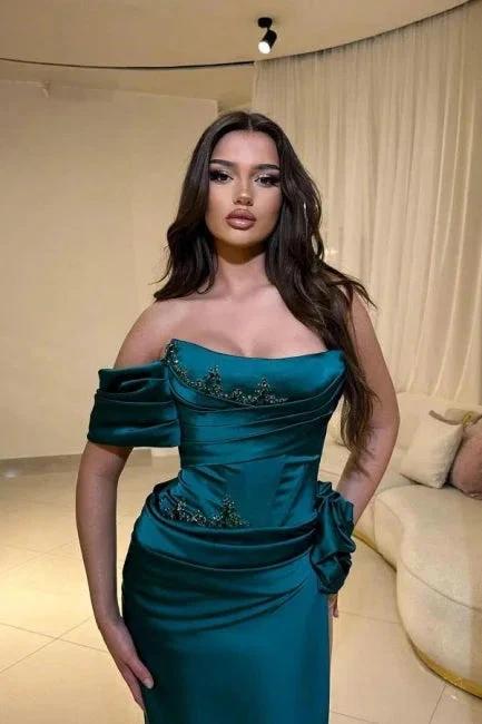 Fabulous Column Satin Scoop Sleeveless Prom Dress With Ruffles - Image 2