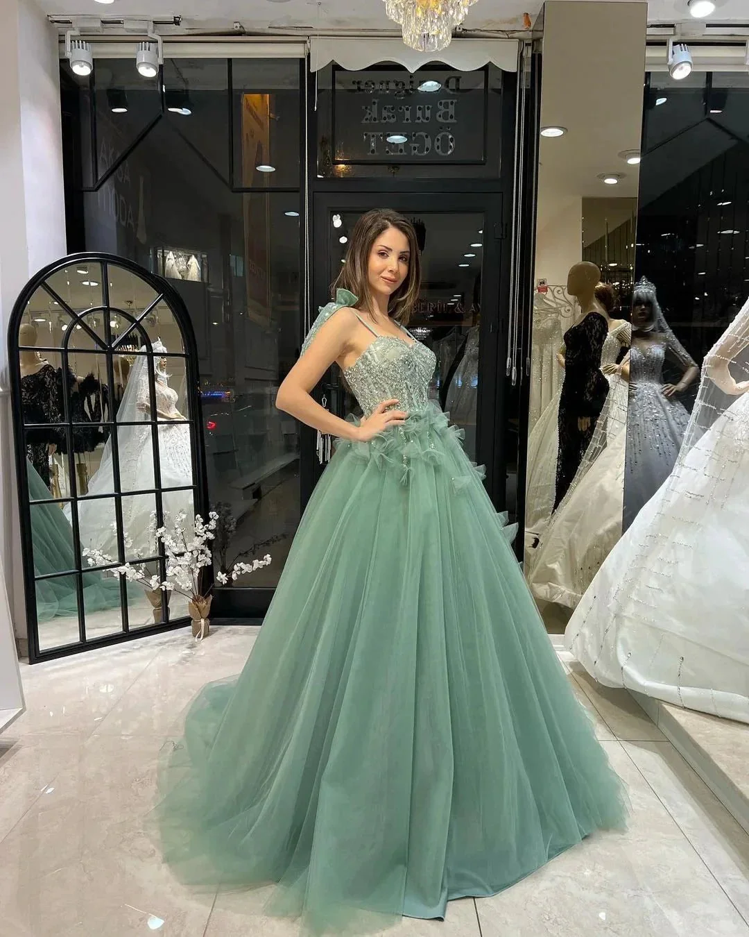 Fabulous Floor Length Sweetheart Sleeveless A-Line Tulle Wedding Dress with Sequins - Image 3