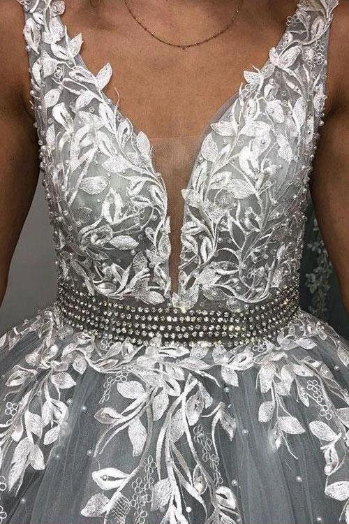 Fabulous Long A-line V-neck Spaghetti Straps Tulle Backless Prom Dress - Image 3