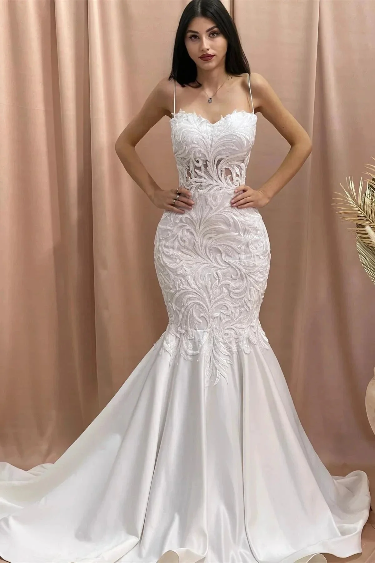 Fabulous Mermaid Sweetheart Sleeveless Appliques Tulle Satin Wedding Dresses - Image 3