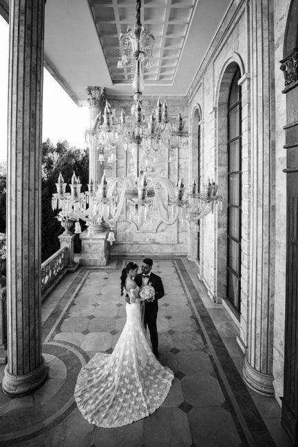 Fabulous Off-the-shoulder Long-Sleeve Mermaid Floor-Length Lace Wedding Dresses with Chapel Train - Image 4