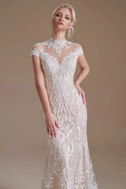 Fabulous Off-the-shoulder Sleeveless Mermaid Floor-Length Lace Wedding Dresses with Pattern - Image 4