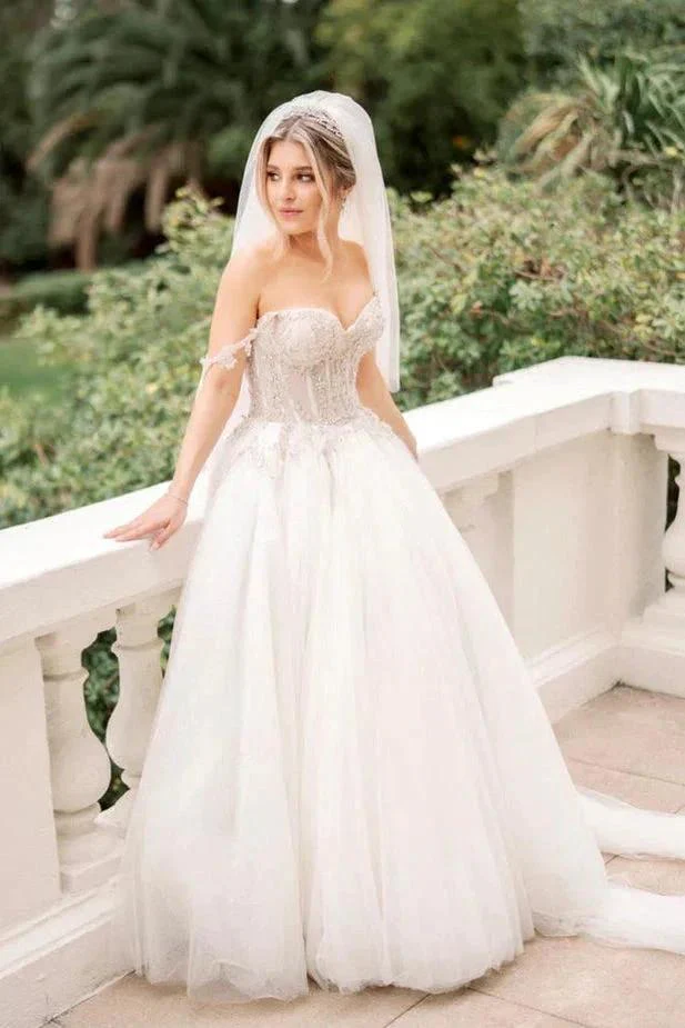 Fairy A Line Sweetheart Tulle Wedding Dresses with Beading WD678 - Image 2