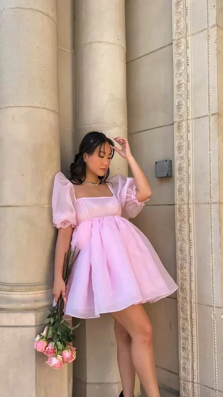 Fairy Mesh Tulle Dress for Women Puff Sleeve Mini Princess Dress Square Neck Homecoming Dress Y2425 - Image 3