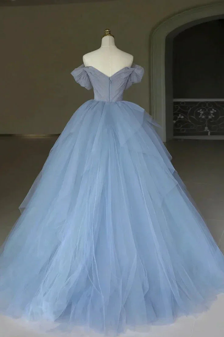 Fairy Tulle Appliques Prom Dress Blue Ball Gown Birthday Dress Y7682 - Image 3