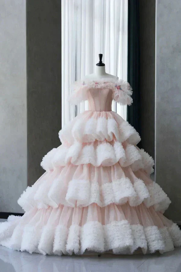 Fairy Tulle Pleated Layered Ball Gown Sweet Quinceanera Dress Y7702 - Image 5