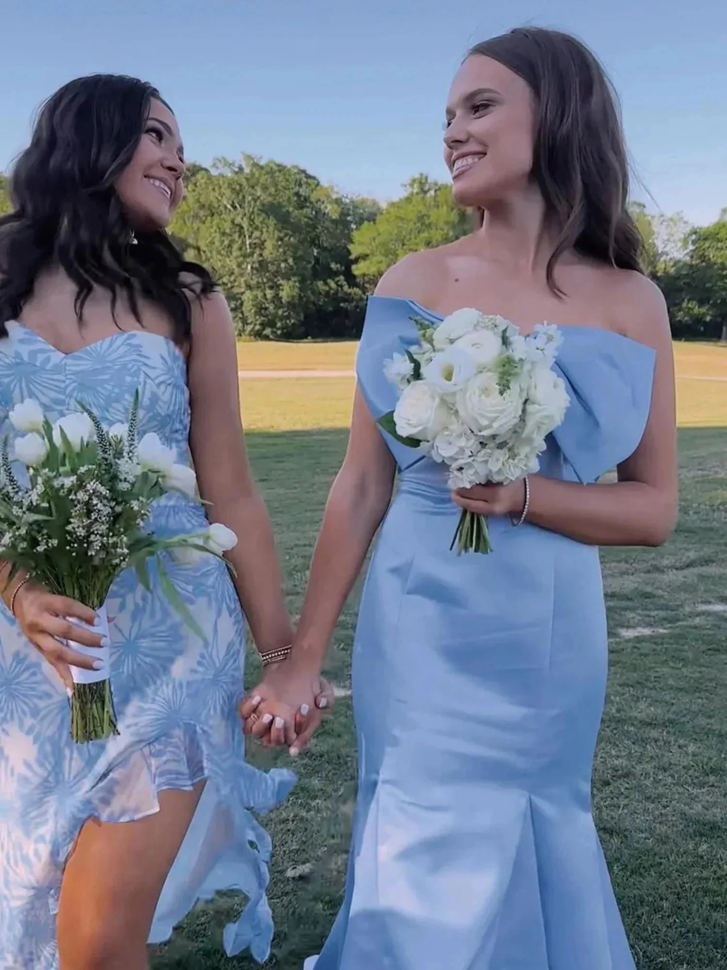 Faithe | Strapless Light Blue Bow Mermaid Long Formal Dress with Bow - Image 3