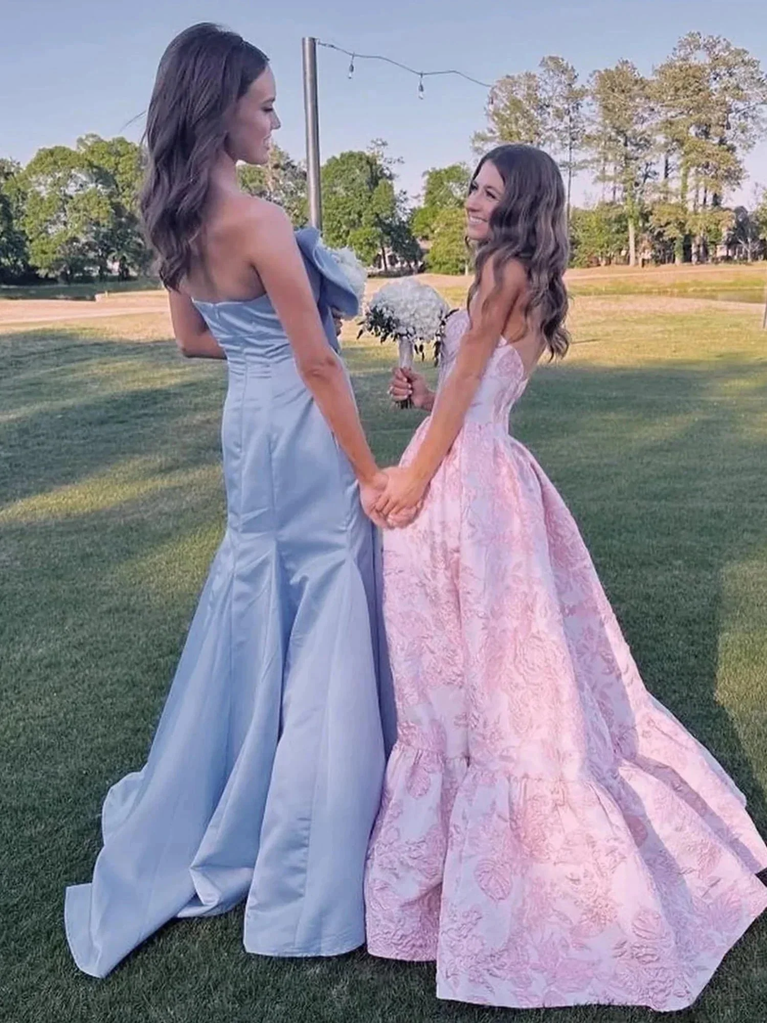 Faithe | Strapless Light Blue Bow Mermaid Long Formal Dress with Bow - Image 4